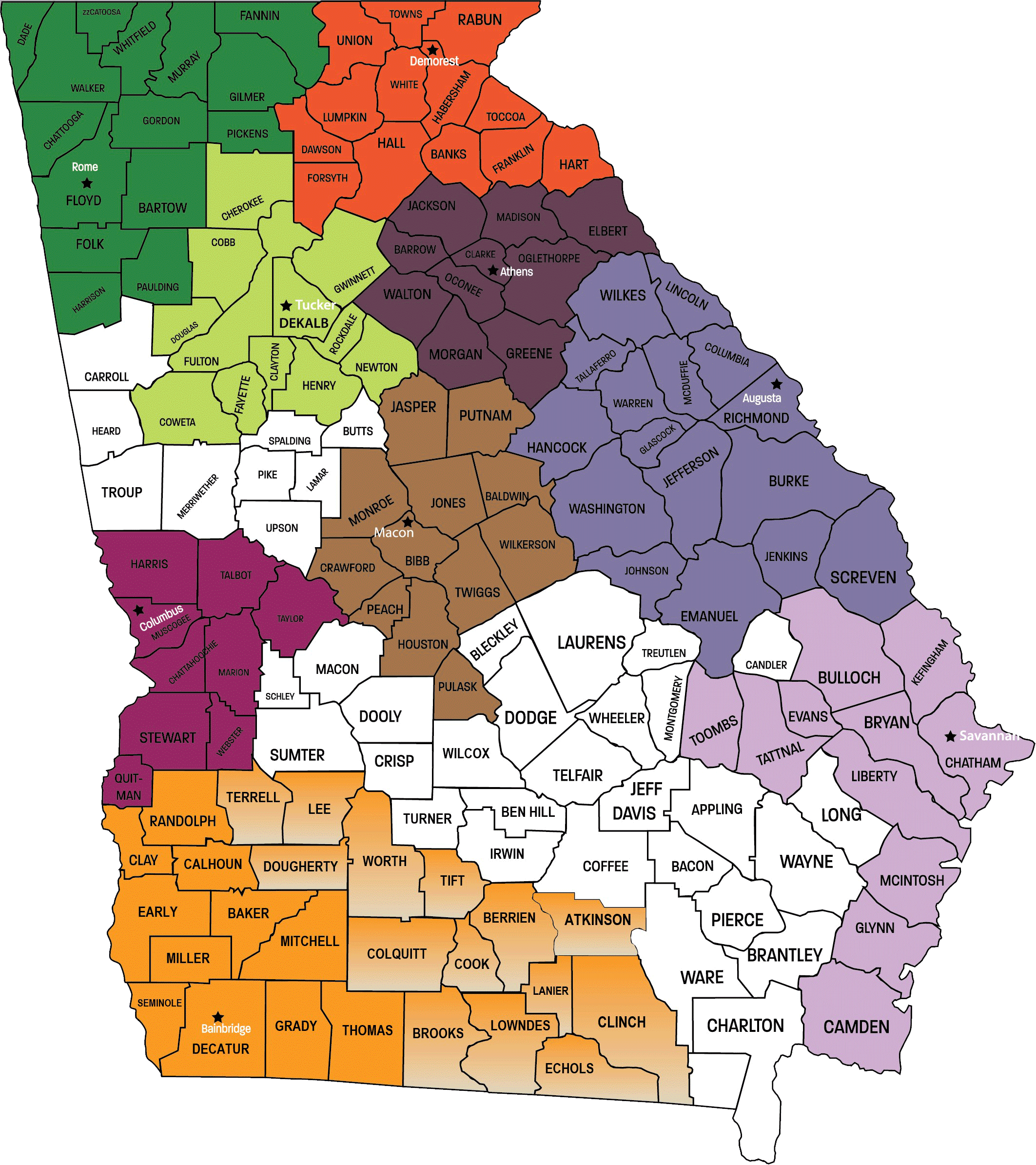 Georgia Counties Map Printable 3581
